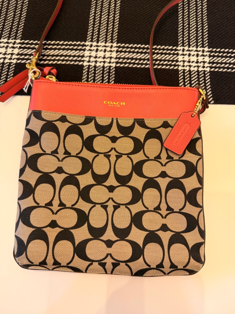 Coach Coral Trim Signature Canvas Crossbody